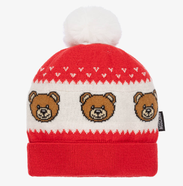 Moschino Baby Pom Pom Teddy Bear Knit Hat