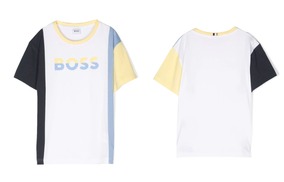 Boss Short Sleeves Yellow Blue Logo Tee