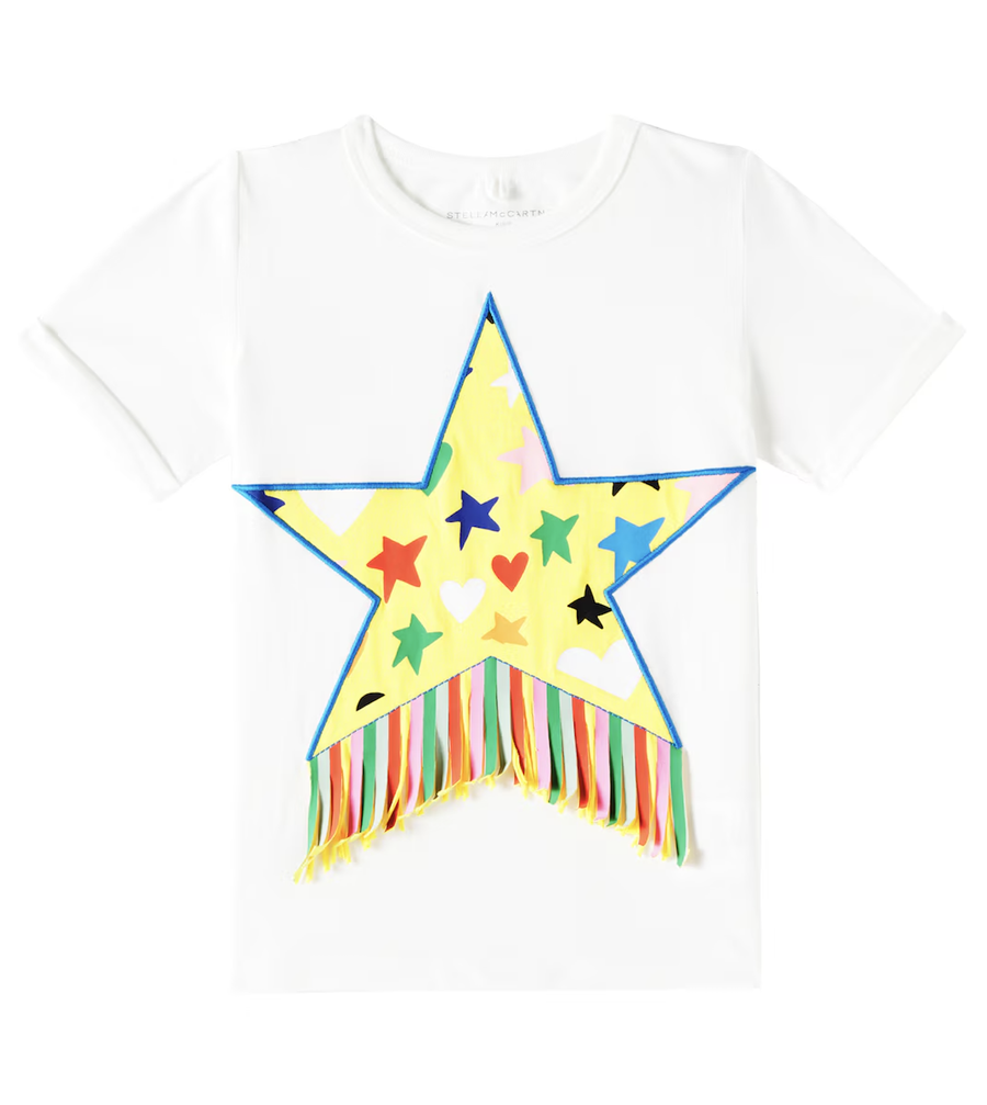 Stella McCartney Kids Fringe-trimmed cotton jersey T-shirt