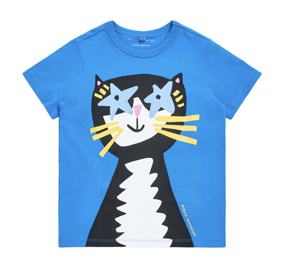 Stella McCartney Kids Cat print cotton jersey t-shirt