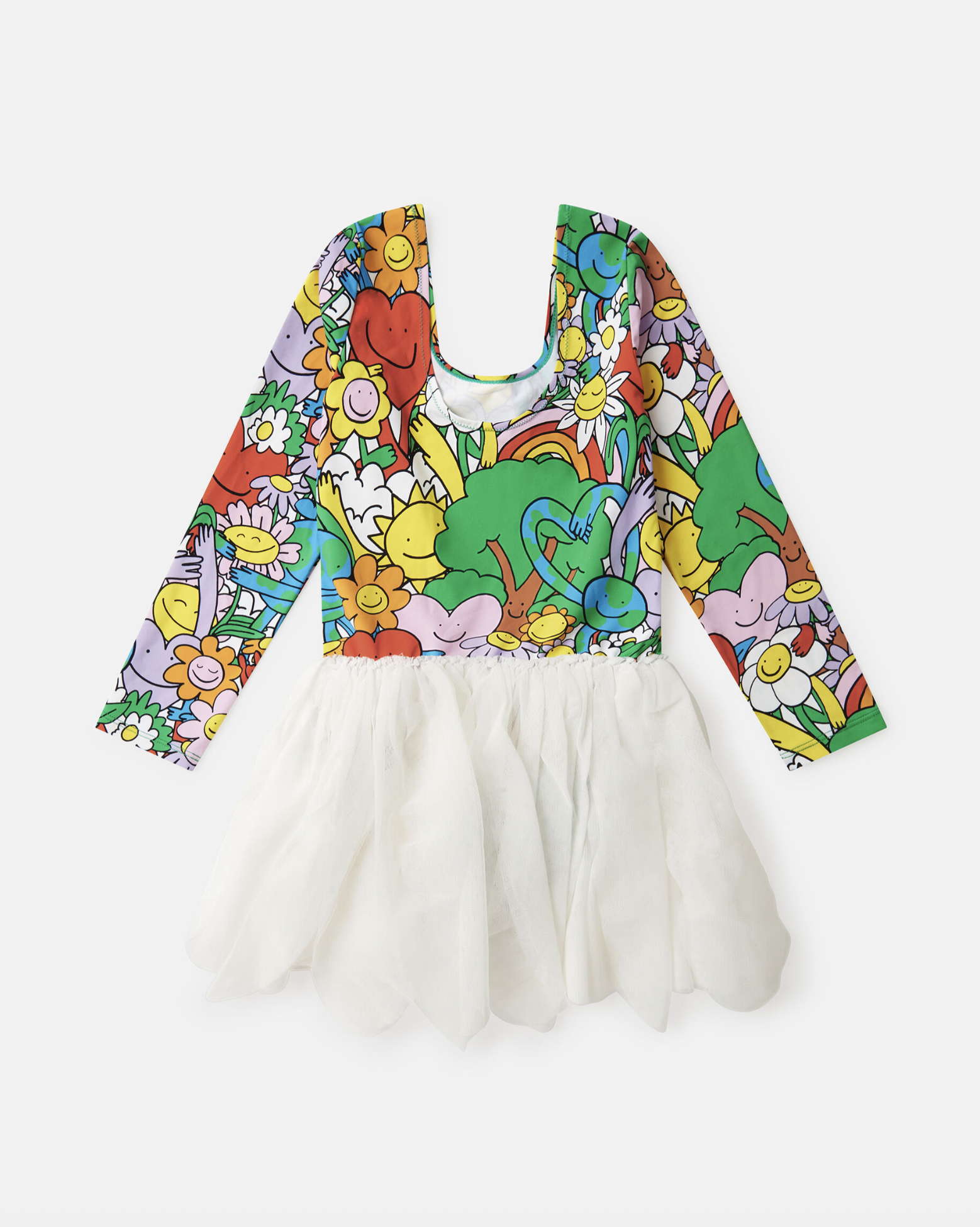 Stella McCartney Kids Earth Friends Print Tulle Petals Dress Swimwear UPF50+