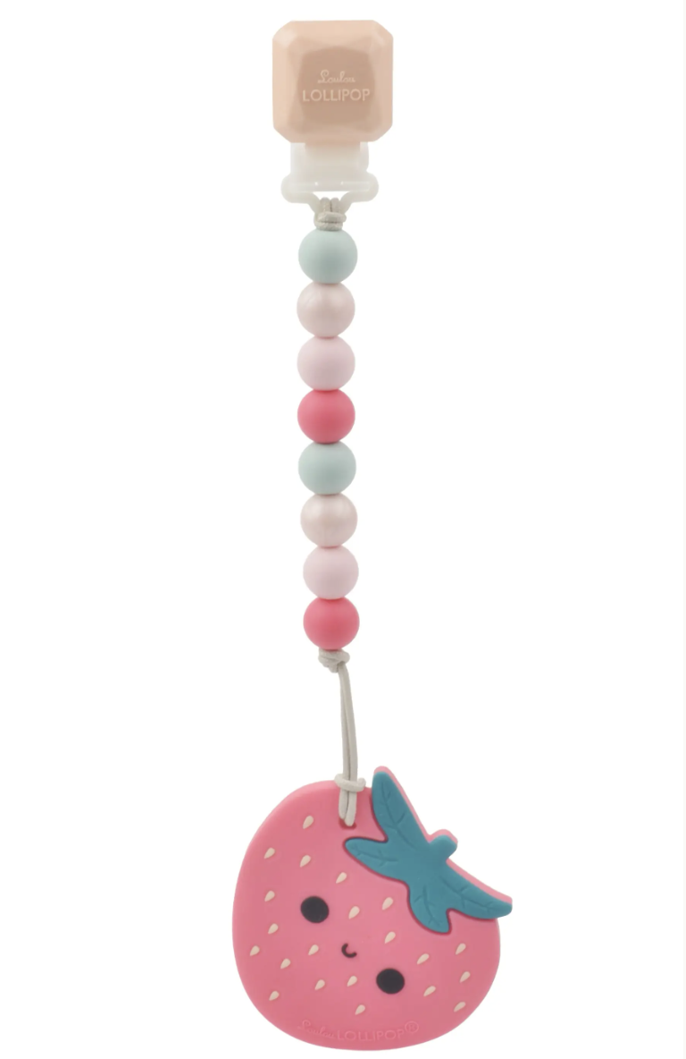 Loulou Lollipop Silicone Teether GEM Set - Strawberry
