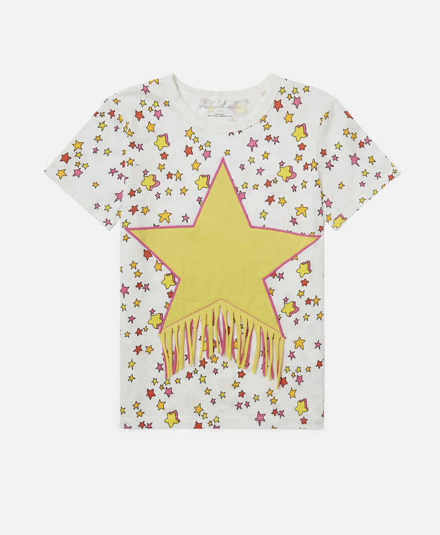 Stella McCartney Kids Star Graphic Fringed T-Shirt