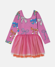 Stella McCartney Kids Bow Print Layered Tulle Dress