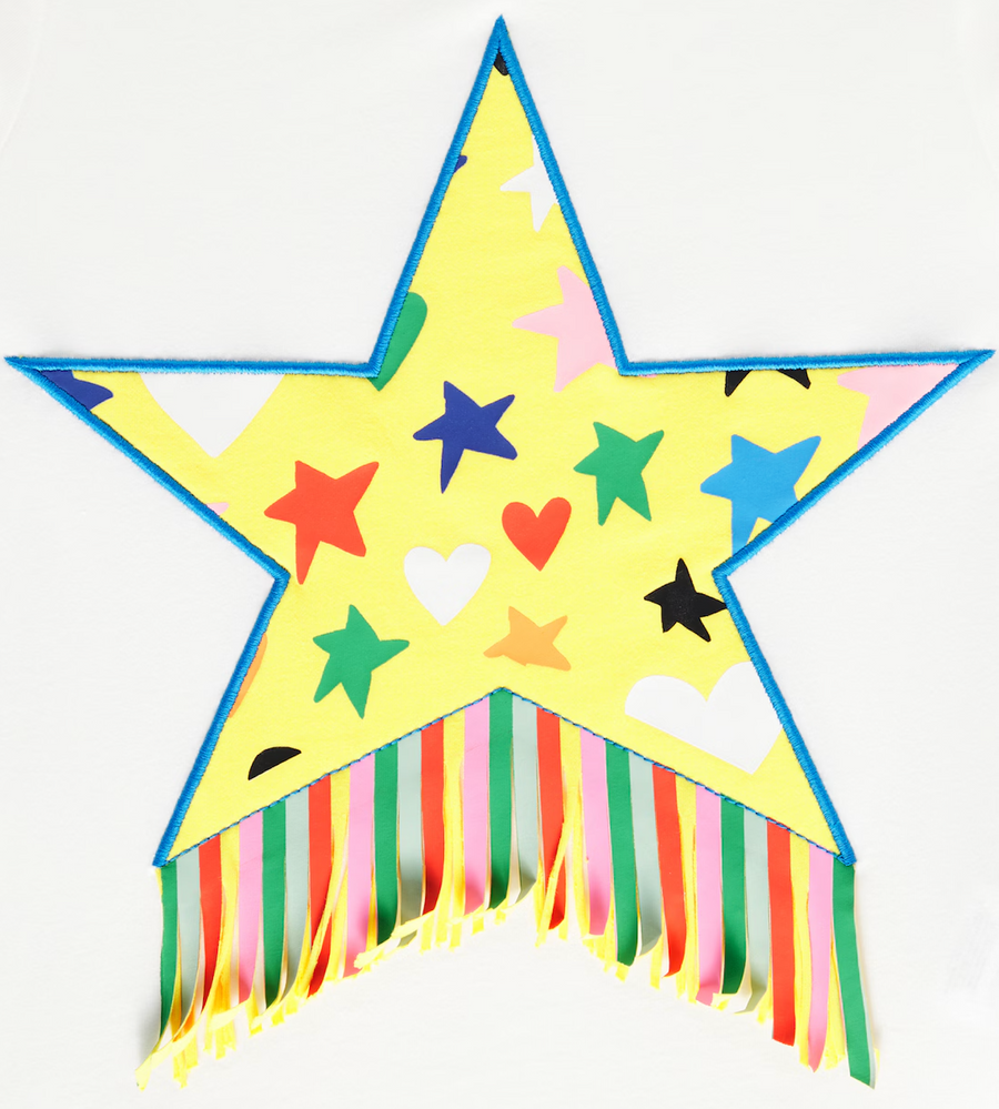 Stella McCartney Kids Fringe-trimmed cotton jersey T-shirt