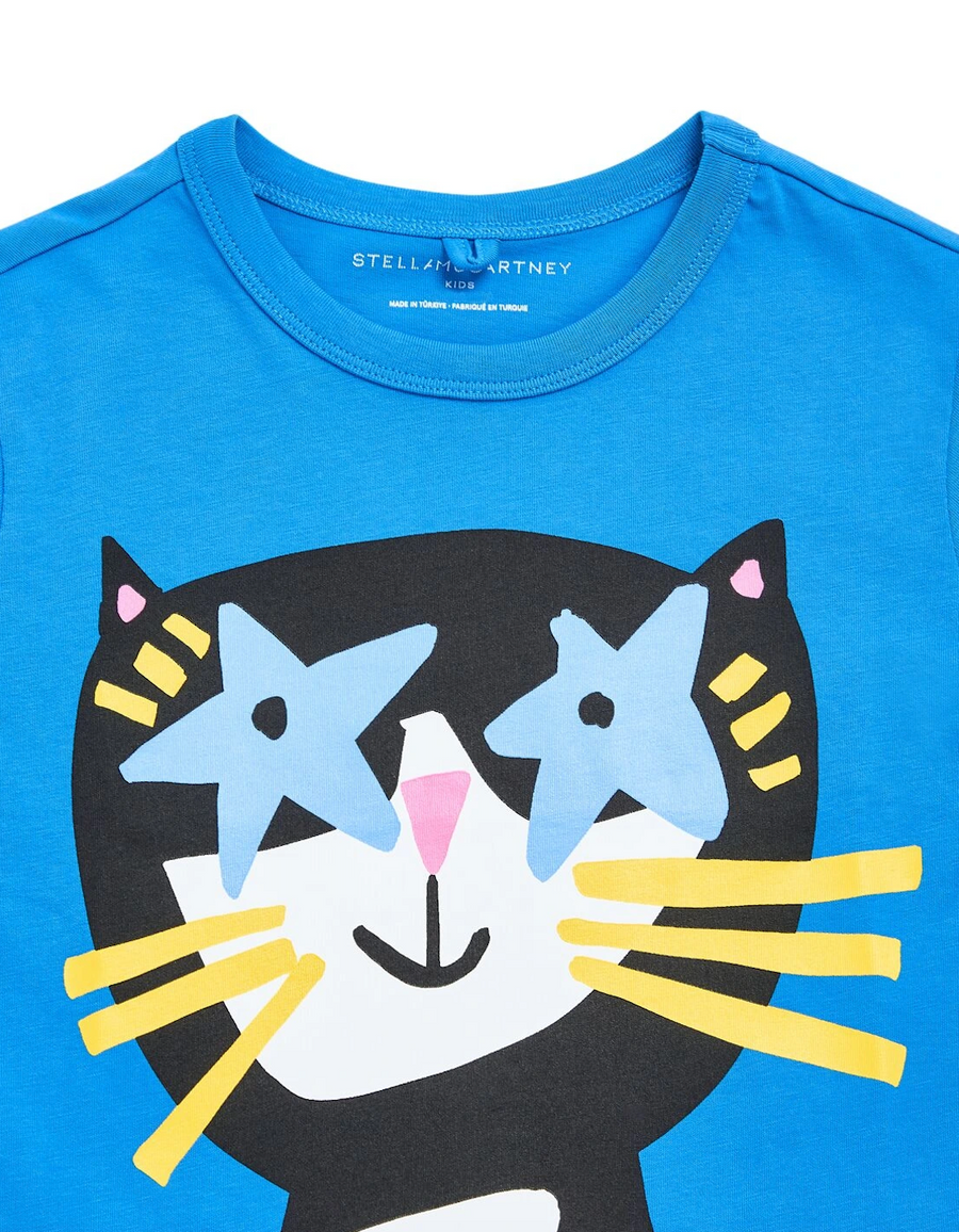 Stella McCartney Kids Cat print cotton jersey t-shirt