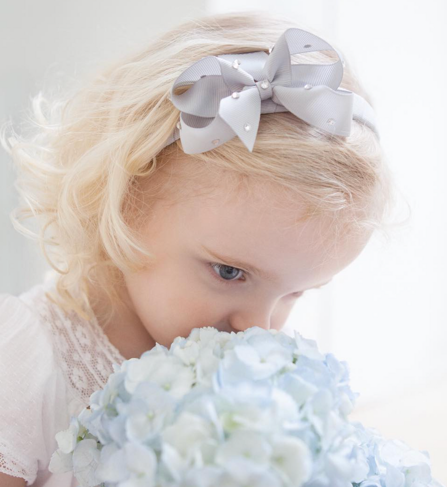 Olilia Designs headband with medium bow and Swarovski crystals