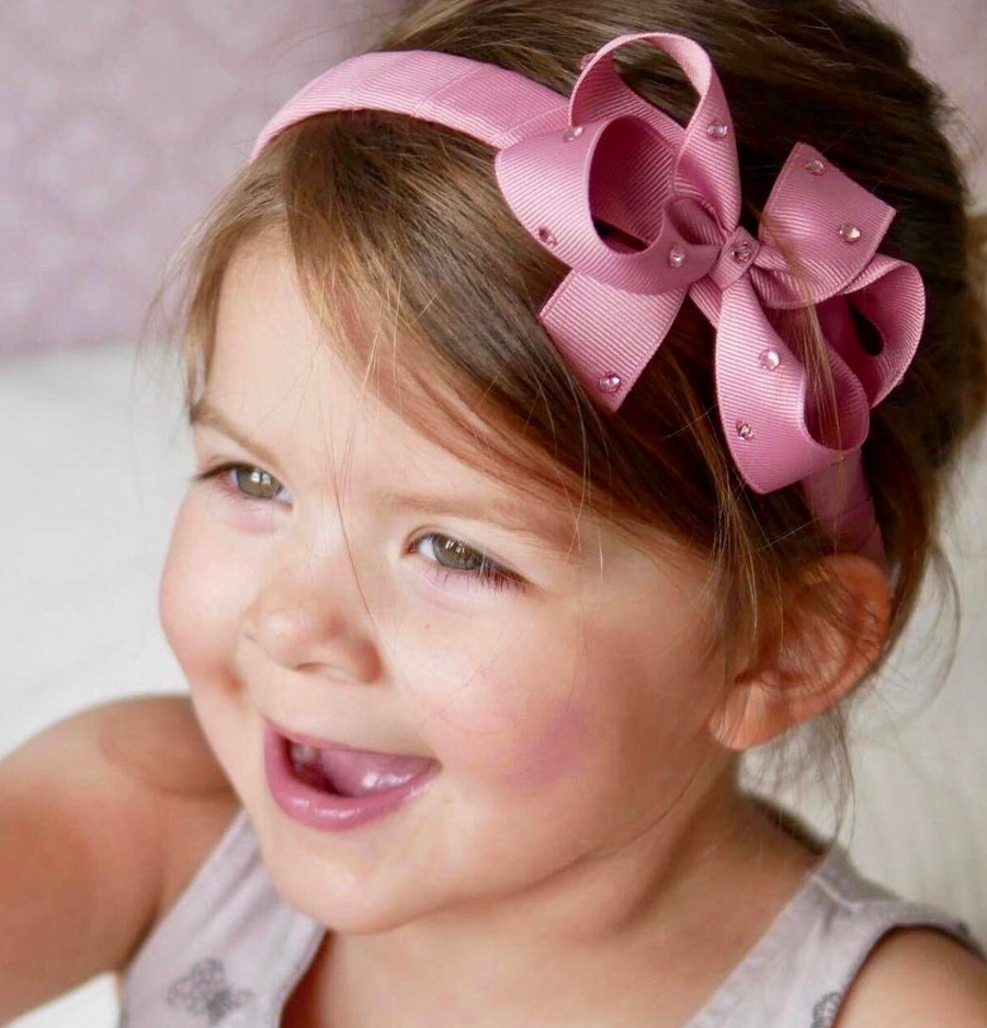Olilia Designs headband with medium bow and Swarovski crystals