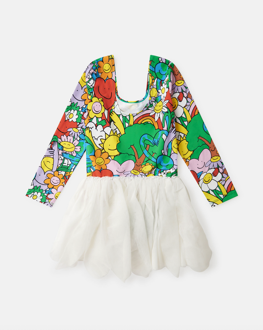 Stella McCartney Kids Earth Friends Print Tulle Petals Dress Swimwear UPF50+