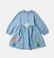 Stella McCartney Kids Flower Graphic Buckle Long-Sleeve Dress