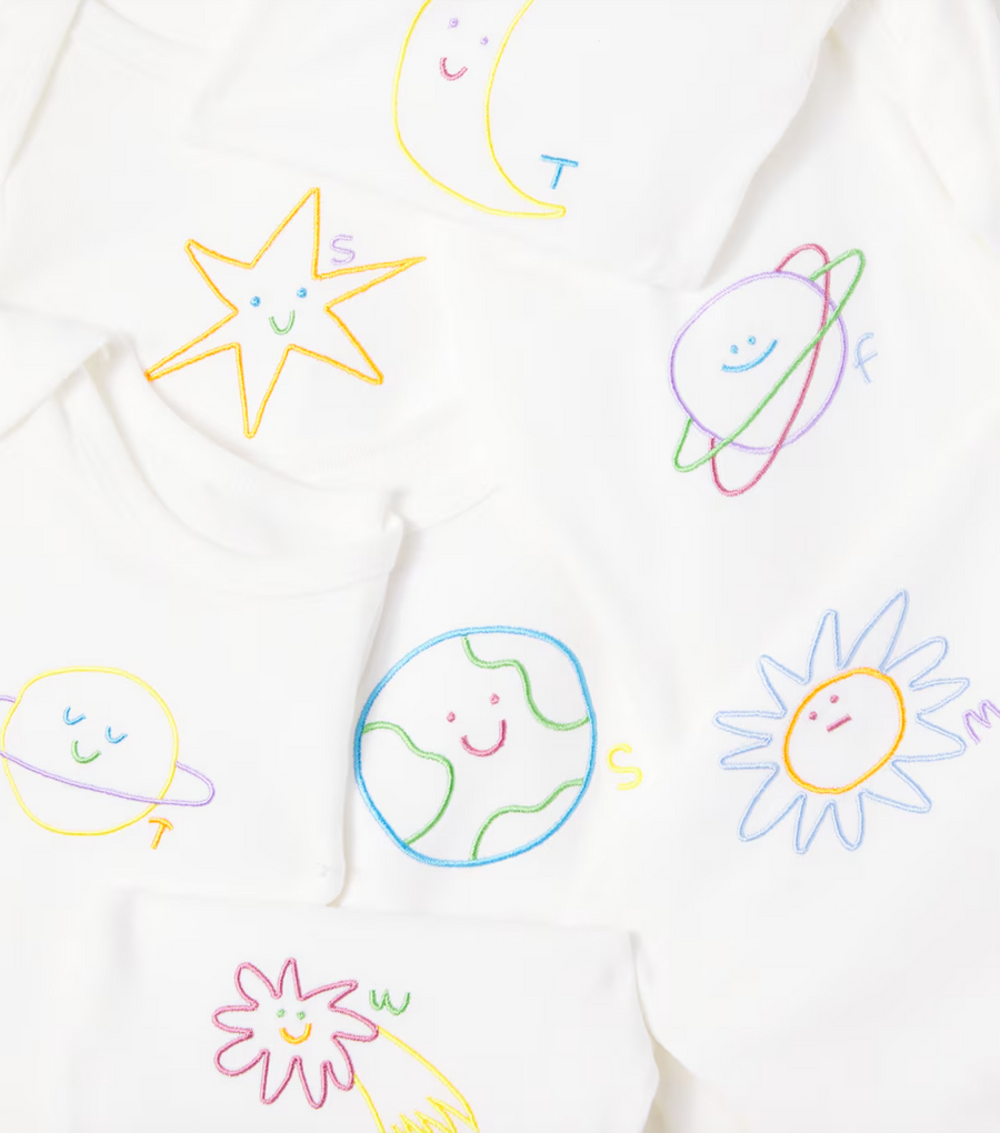 Stella McCartney Kids Baby set of 7 embroidered cotton bodysuits