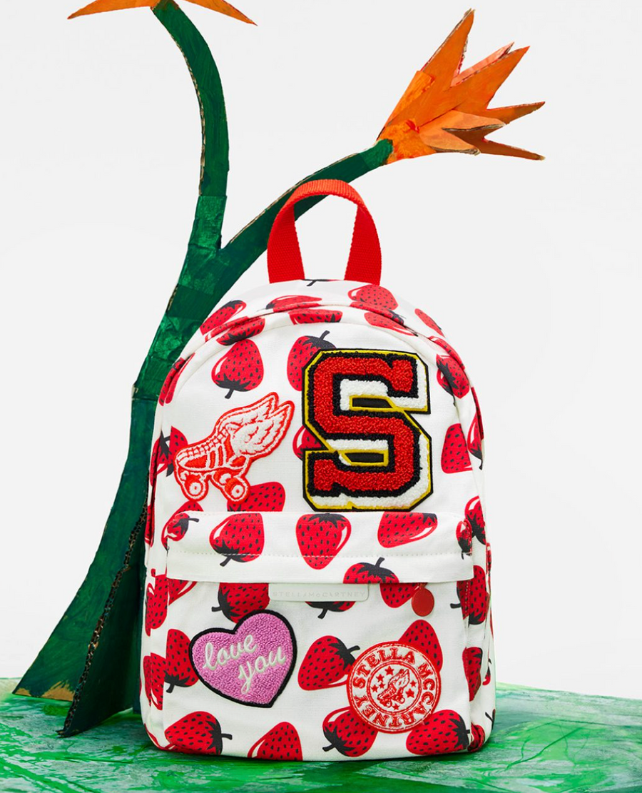 Stella McCartney Kids Girls Ivory Strawberry Print Backpack (32cm)