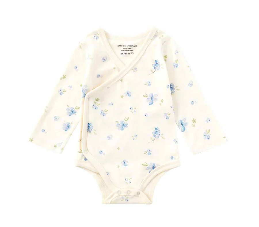 Norsu Baby Organic Kimono Long-sleeve Onesie-Blueberry