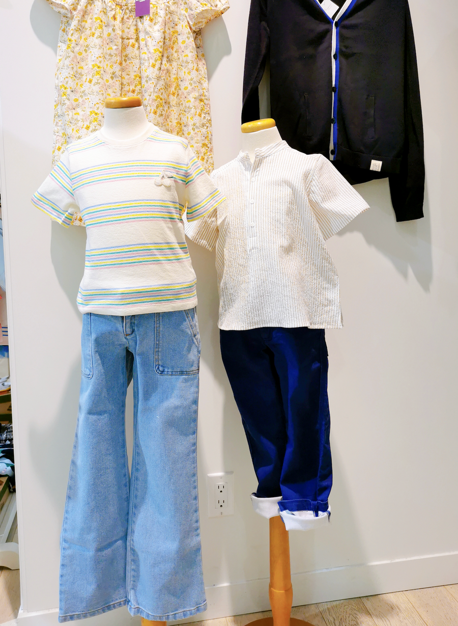 Bonpoint Boys Stripped Cotton Shirt Pale Yellow