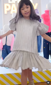 Billieblush Ceremony Girls Shiny Metallic Gold Pleated Dress