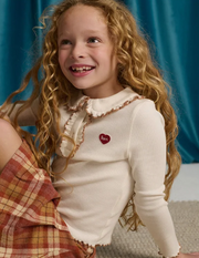 Gingersnaps Baby Geraldine Ribbled Tee with Collar Offwhite