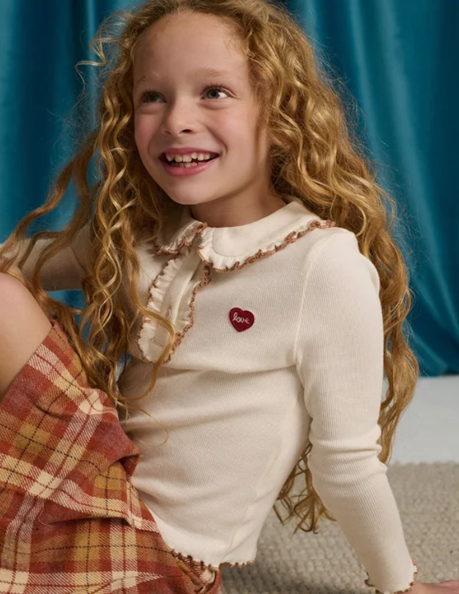 Gingersnaps Baby Geraldine Ribbled Tee with Collar Offwhite