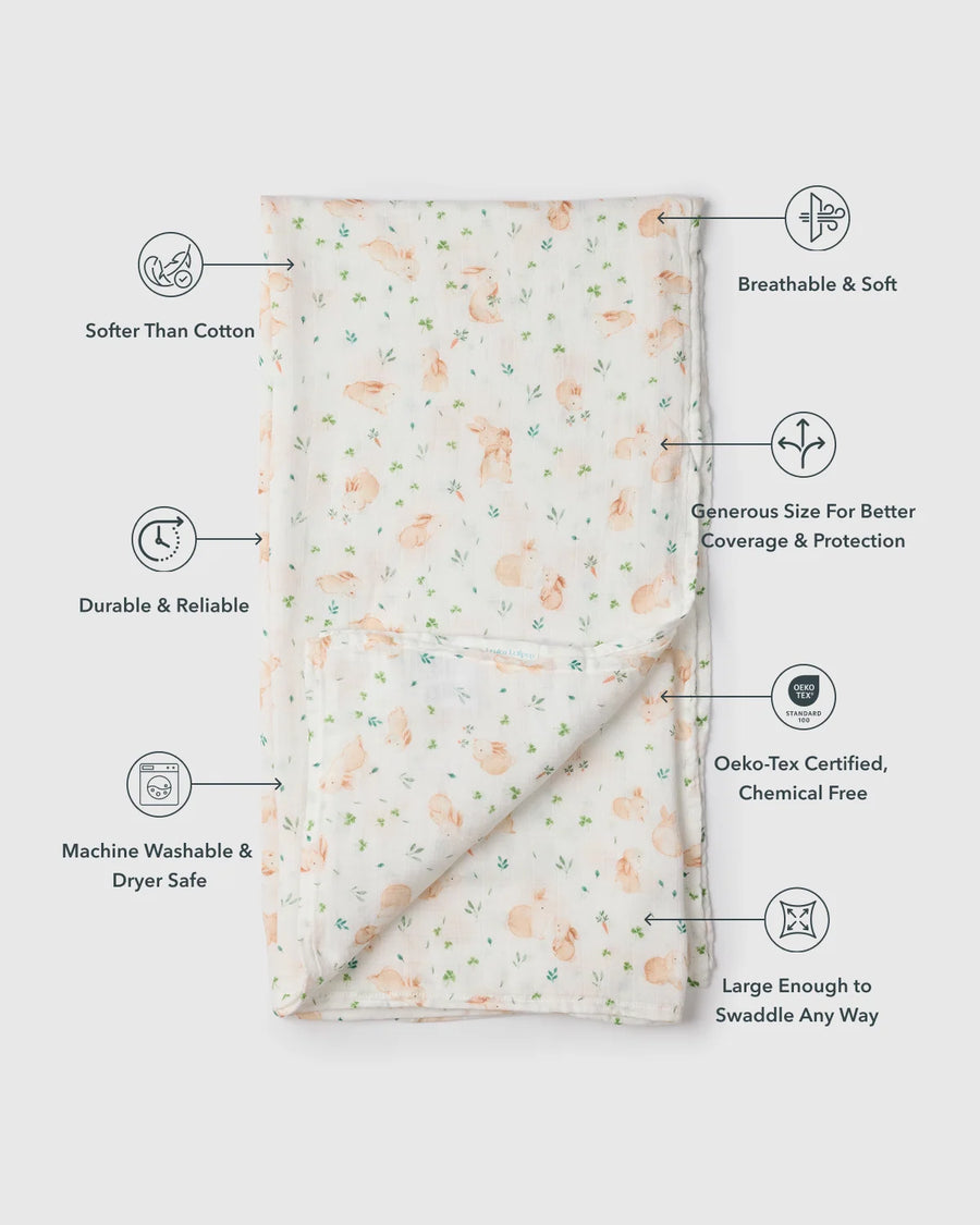Loulou Lollipop Muslin Swaddle - Bunny Meadow