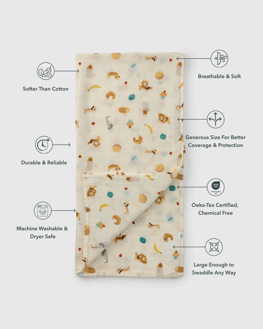 Loulou Lollipop Muslin Swaddle - French Breakfast