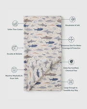 Loulou Lollipop Muslin Swaddle - Sharks