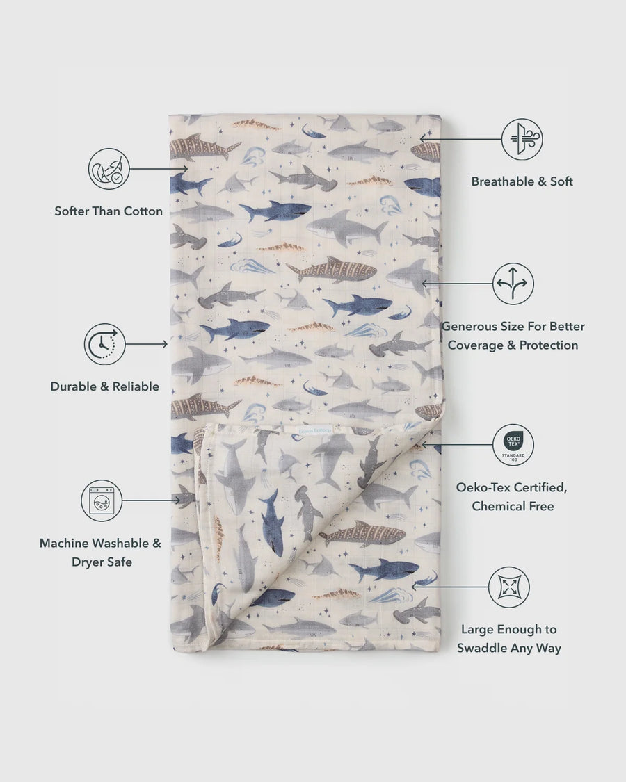Loulou Lollipop Muslin Swaddle - Sharks
