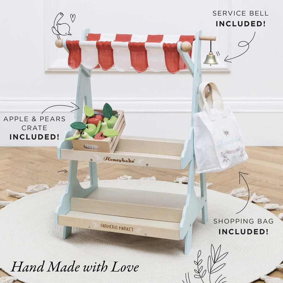 Le Toy Van Wooden Market Stall & Fruit Play Food Crate