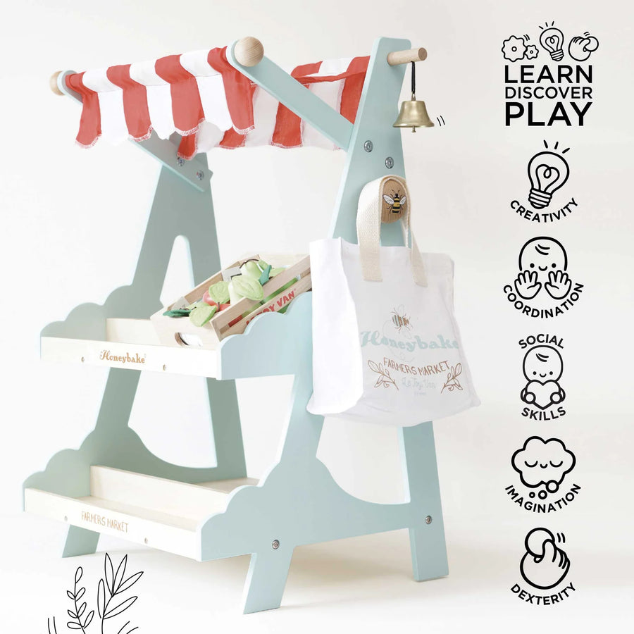 Le Toy Van Wooden Market Stall & Fruit Play Food Crate