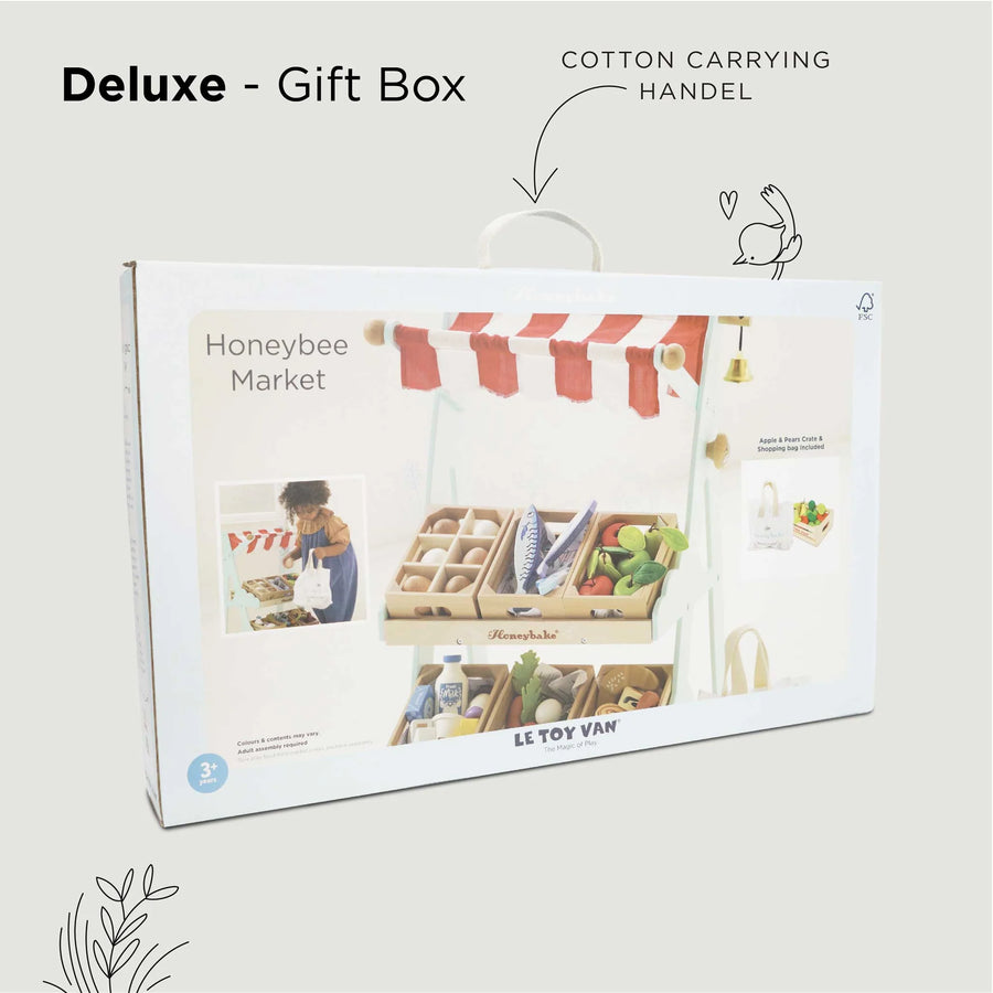 Le Toy Van Wooden Market Stall & Fruit Play Food Crate