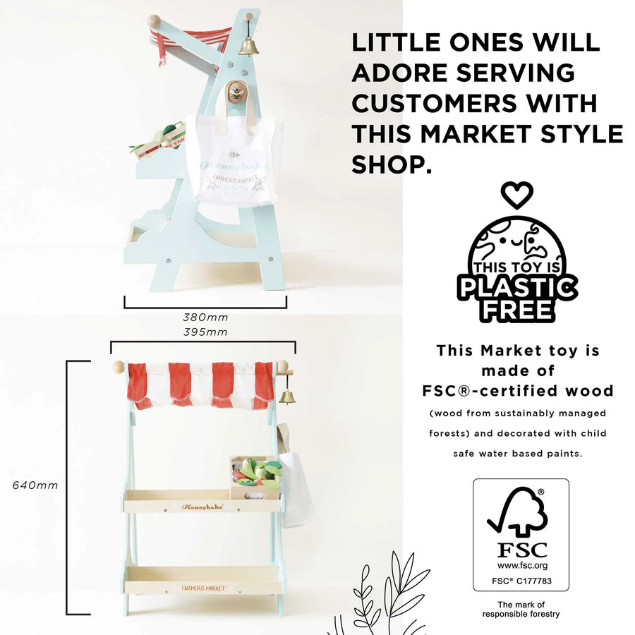 Le Toy Van Wooden Market Stall & Fruit Play Food Crate