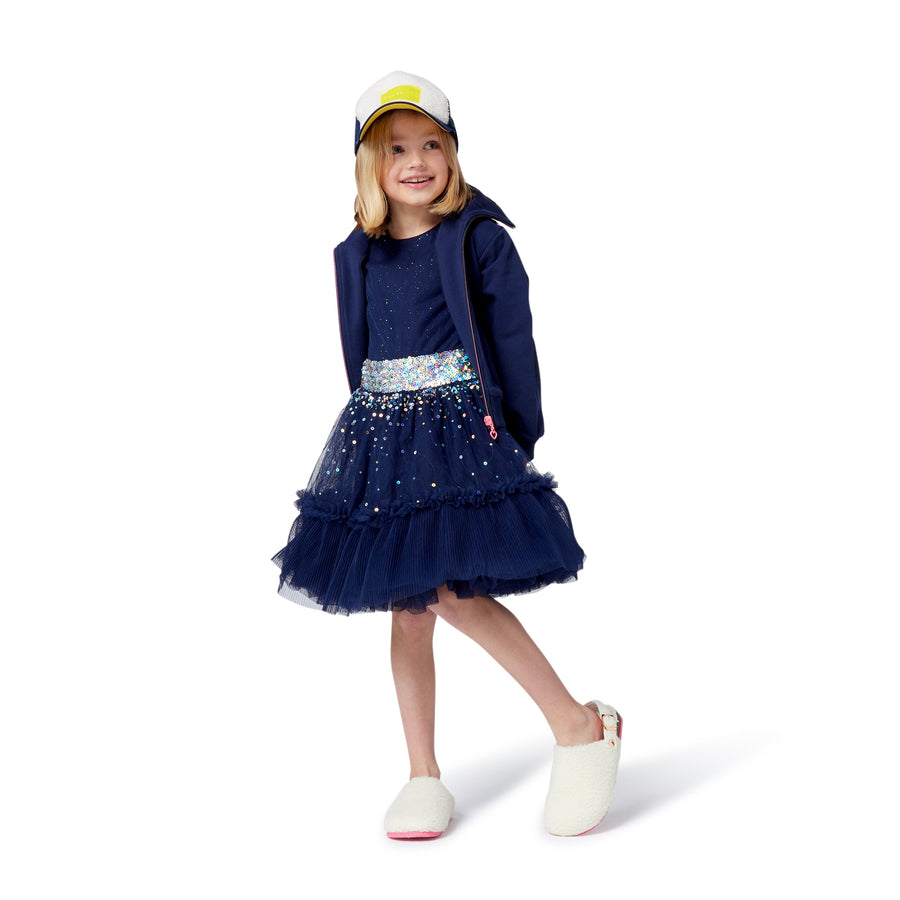 Billieblush Girls Navy Blue Sequinned Tulle Dress
