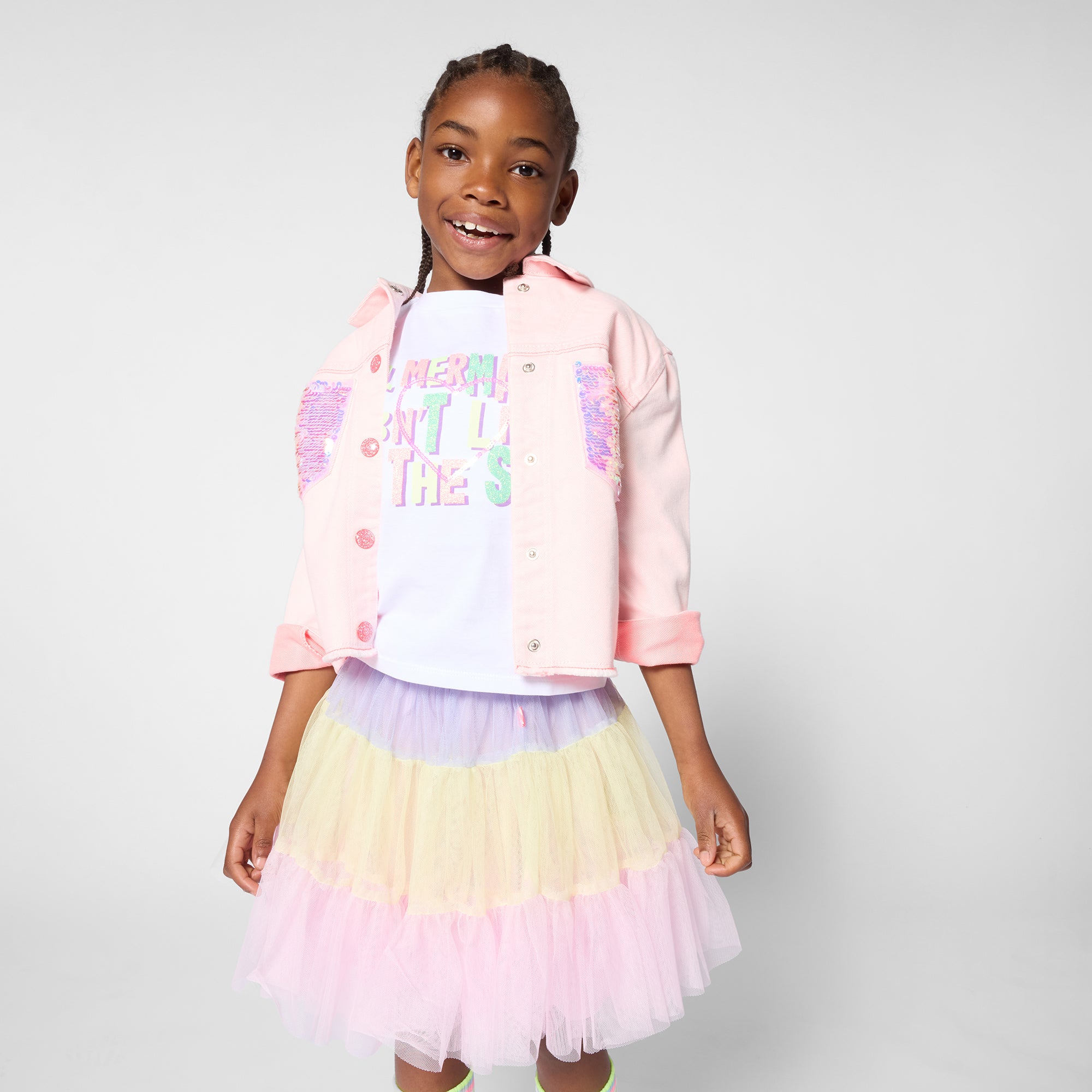 Billieblush Girls Lavender & Pink Tiered Tulle Skirt