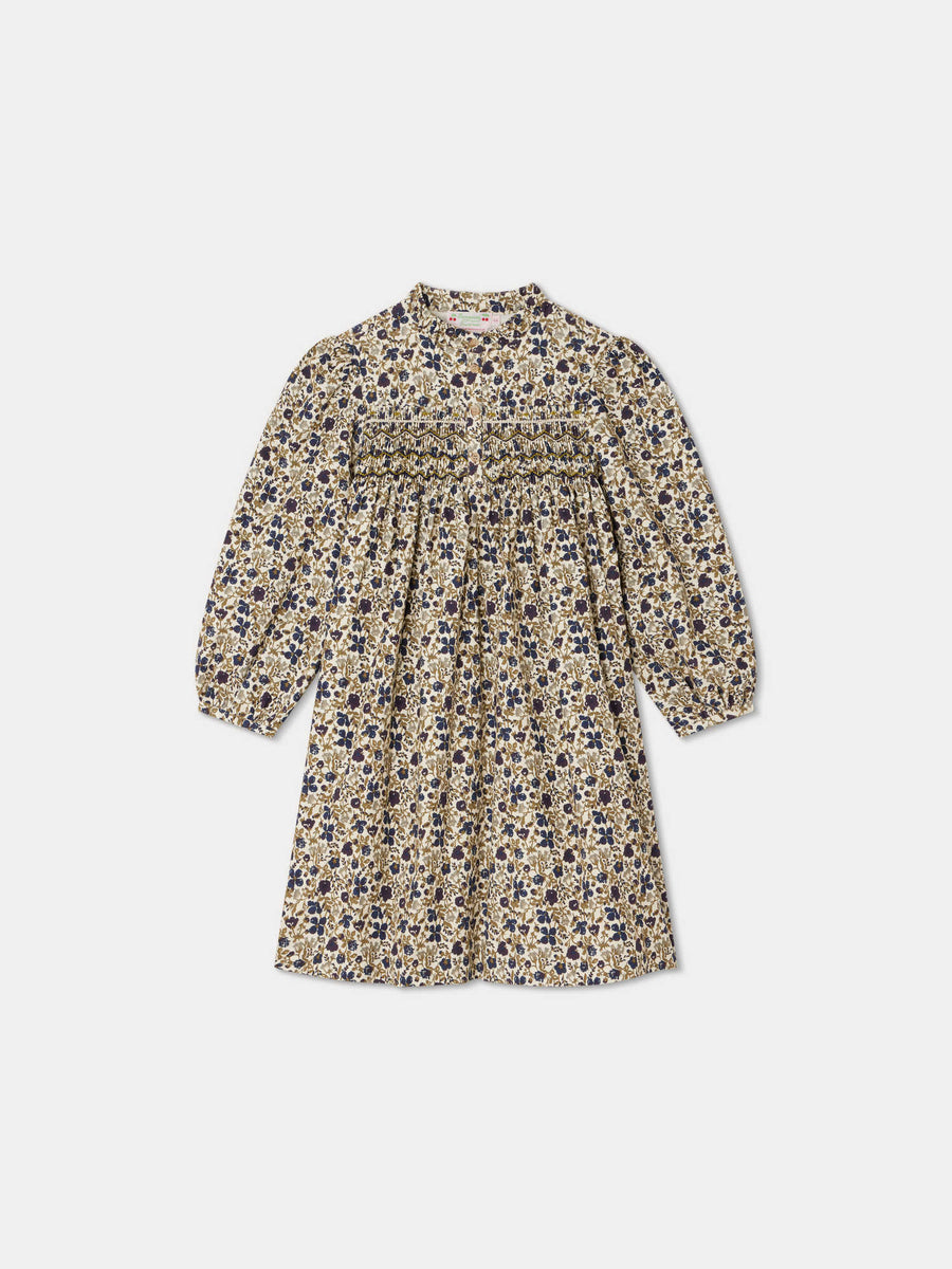 Bonpoint Tamsin Smocked Beige Dress