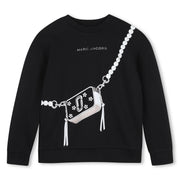 The Marc Jacobs Girls Black Sweatshirt with Crossbody Bag print