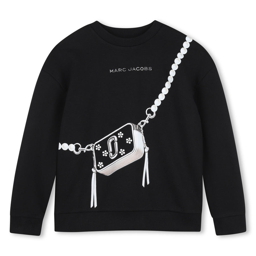The Marc Jacobs Girls Black Sweatshirt with Crossbody Bag print