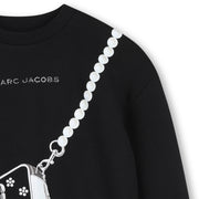 The Marc Jacobs Girls Black Sweatshirt with Crossbody Bag print