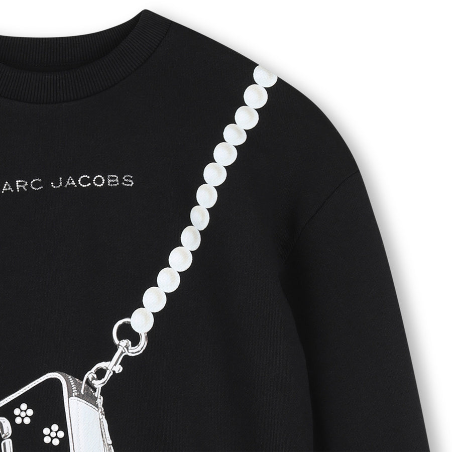 The Marc Jacobs Girls Black Sweatshirt with Crossbody Bag print