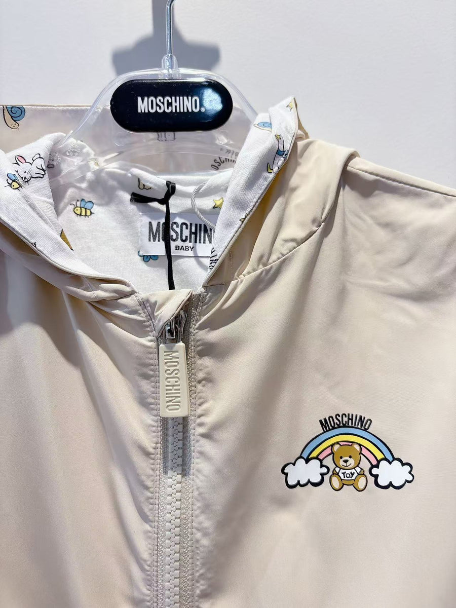 Moschino Baby Rainbow Logo Print Hooded Jacket