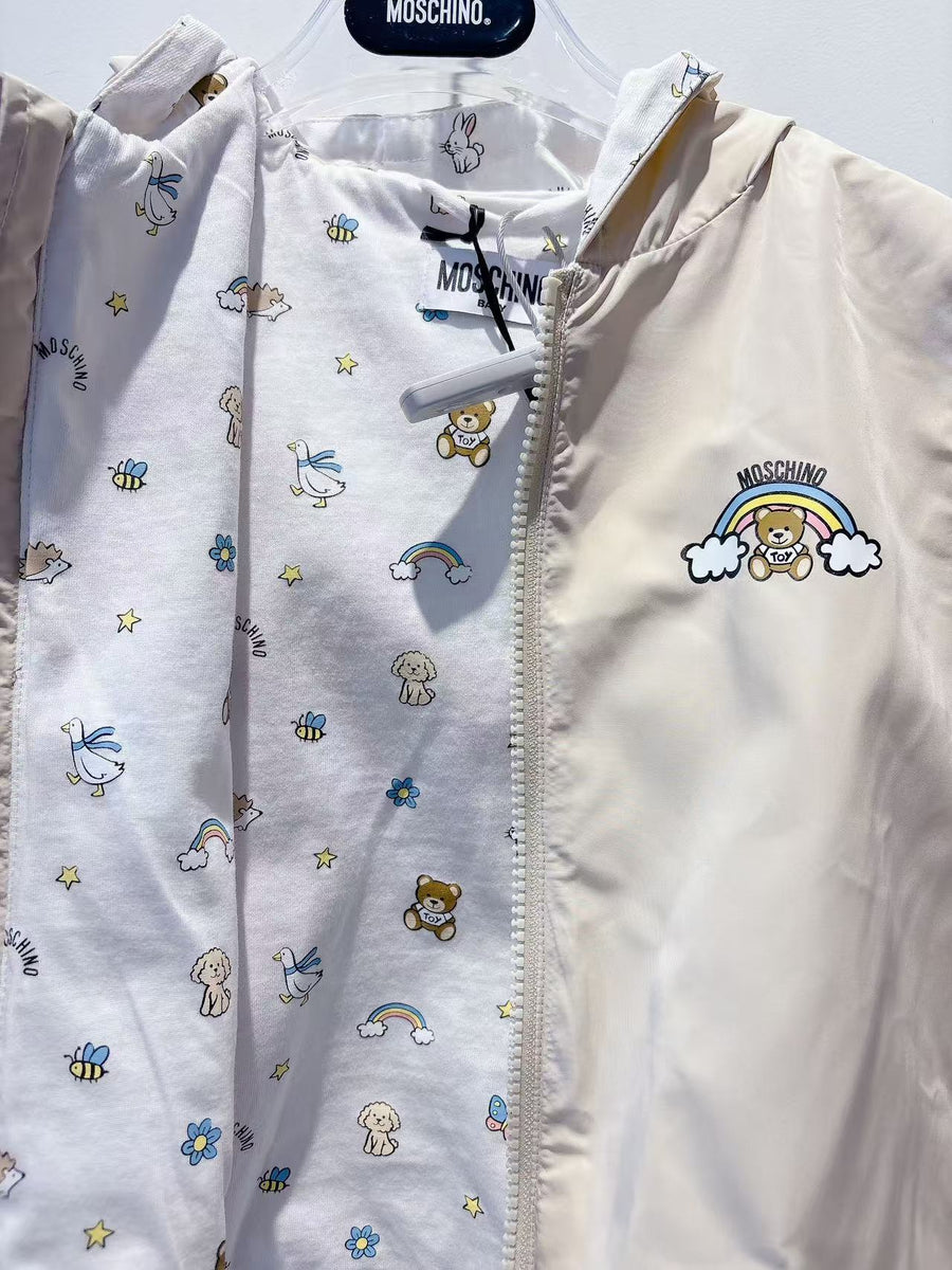 Moschino Baby Rainbow Logo Print Hooded Jacket