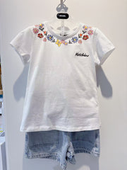 Moschino Girls Blue Denim Floral Shorts Set