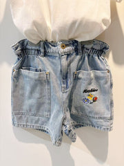 Moschino Girls Blue Denim Floral Shorts Set