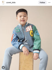 Stella McCartney Kids Boys Blue Denim Varsity Jacket