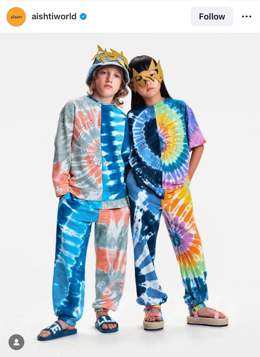 Stella McCartney Kids Tie Dye T-Shirt with Logo Disk Print - Multi