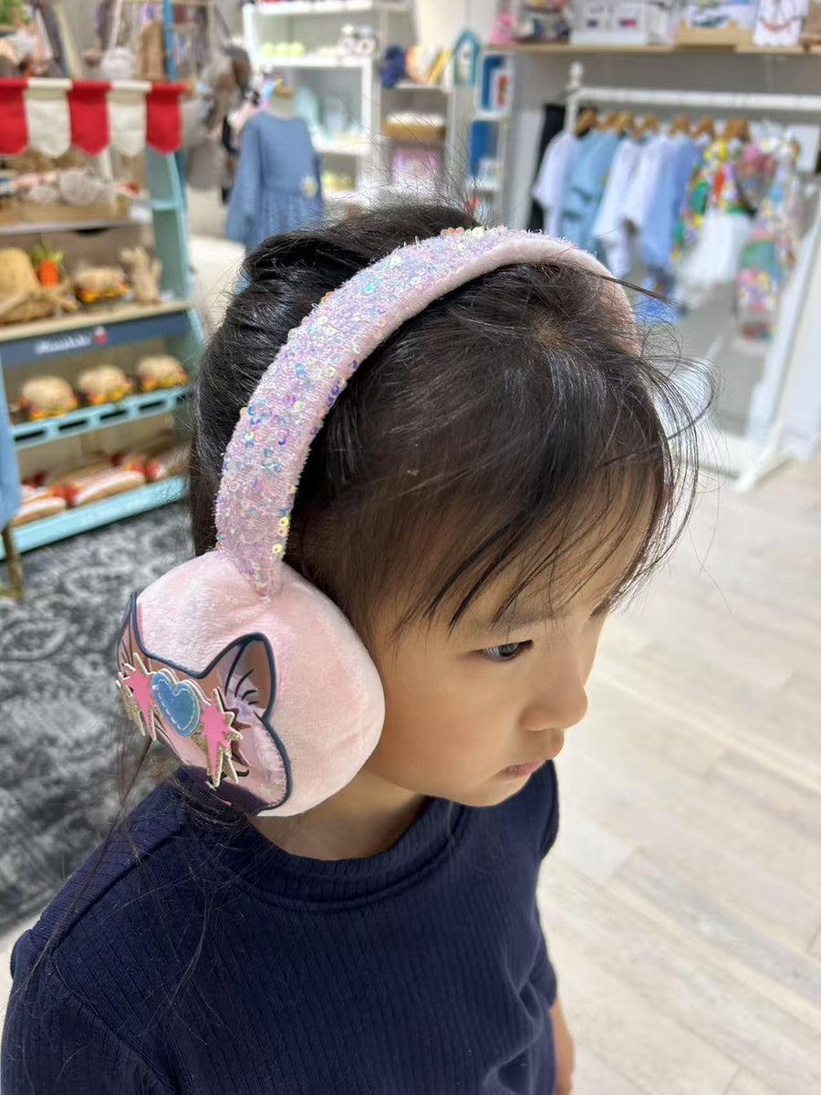 Billieblush Girls Pink Sequined Velour Ear Muffs