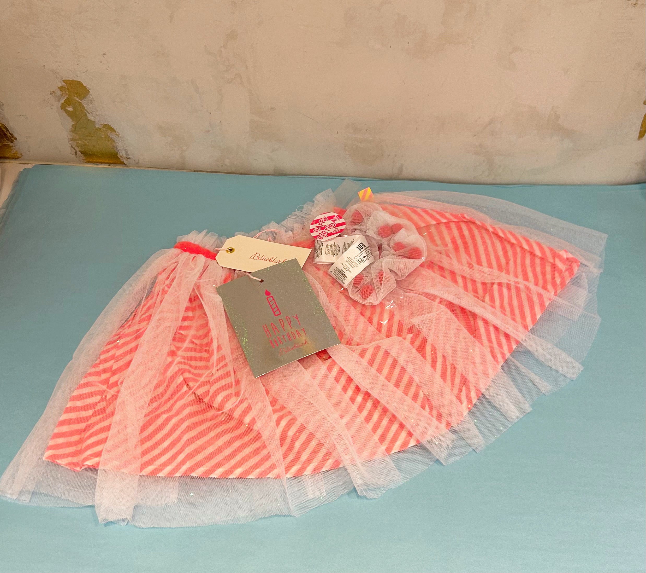 Billieblush Stripe Tulle Skirt with Scruchie