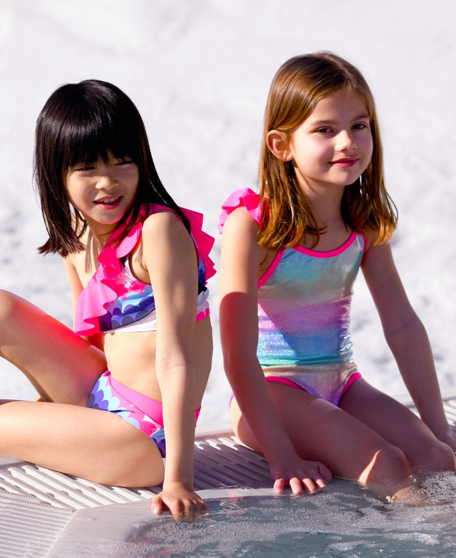 Billieblush Girls Pink Iridescent Swimsuit