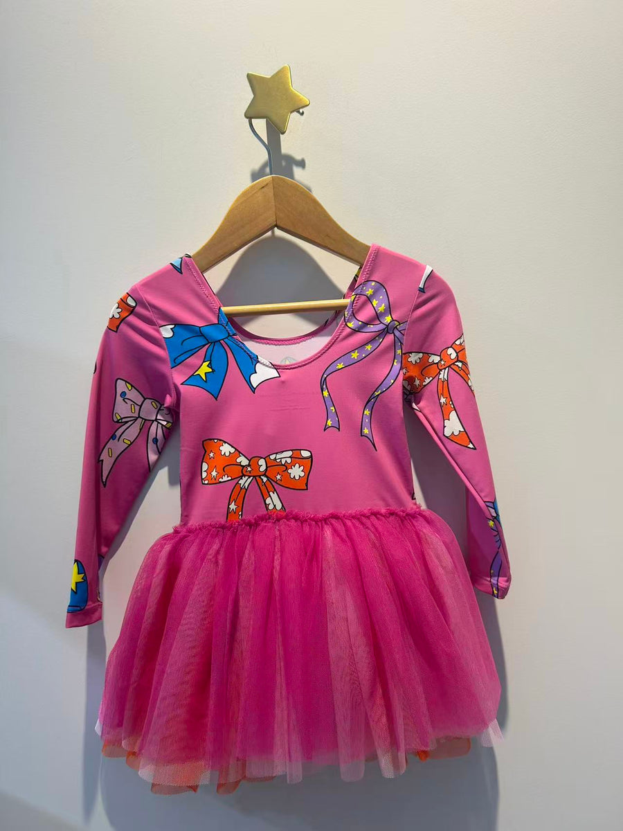 Stella McCartney Kids Bow Print Layered Tulle Dress