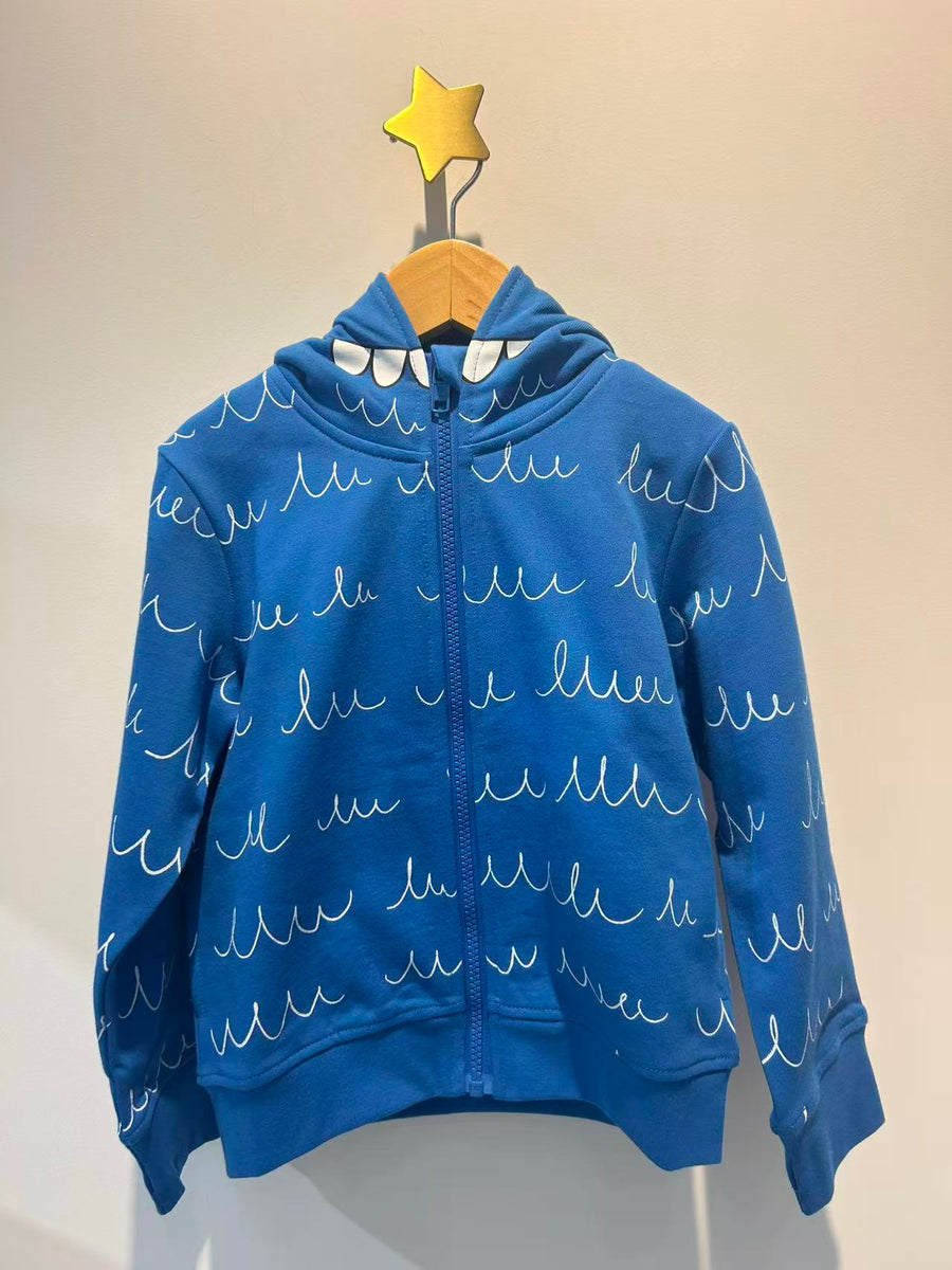 Stella McCartney Kids Stella McCartney Kids Boys Blue Cotton Zip-Up Yeti Hoodie