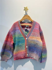 Stella McCartney Girls Pink Rainbow Cardigan with Love Embroidery