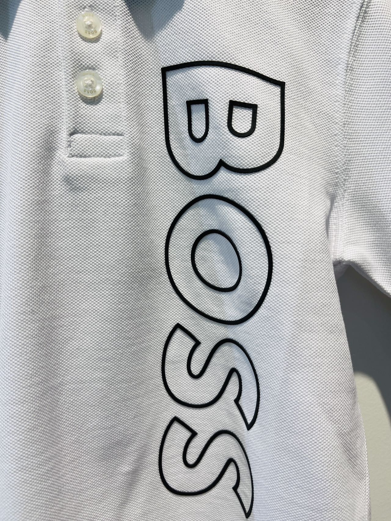 Boss Short Sleeve Polo White with Logo
