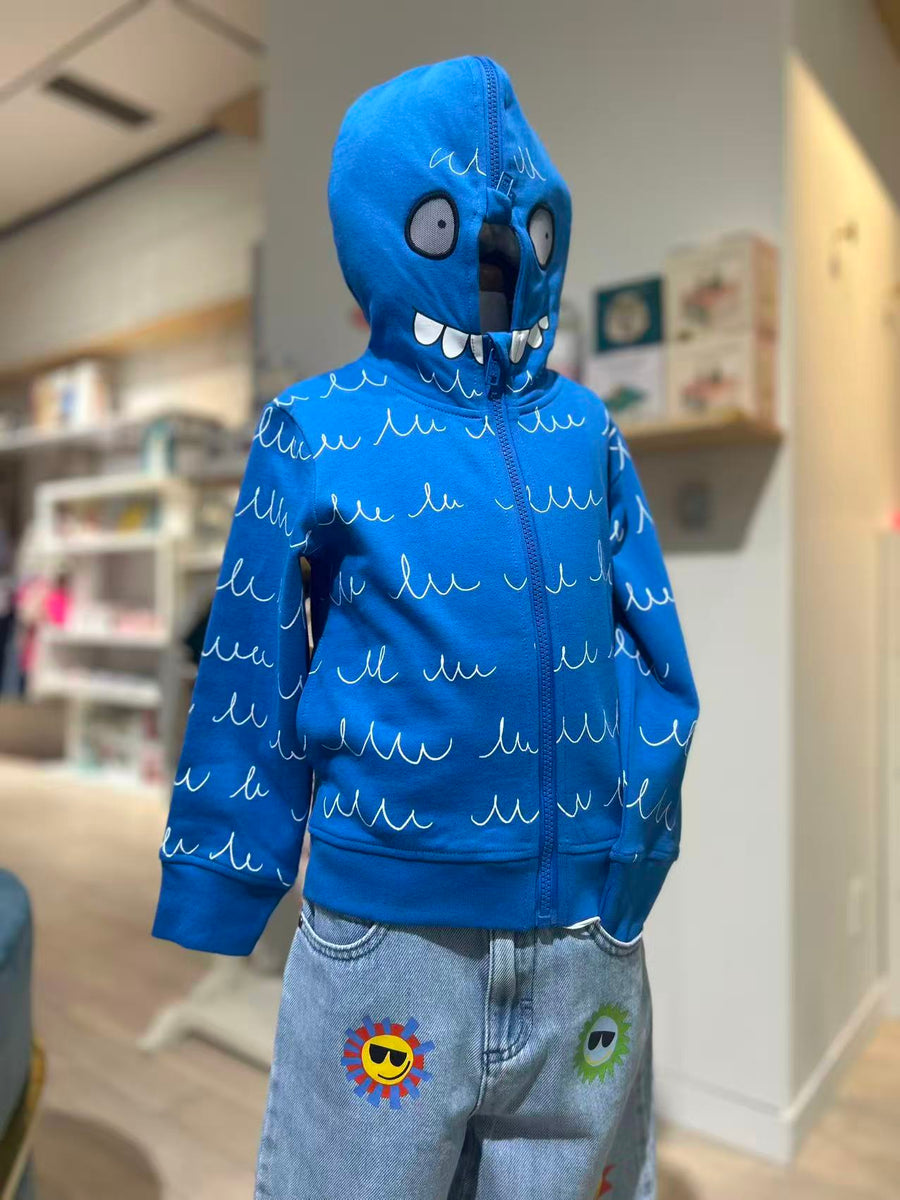 Stella McCartney Kids Stella McCartney Kids Boys Blue Cotton Zip-Up Yeti Hoodie